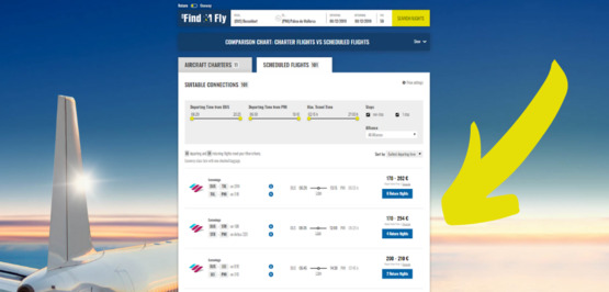 New on Find & Fly: ticket prices for scheduled flights