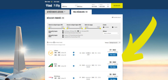 Nouveau sur Find & Fly : le prix des billets pour les vols réguliers
